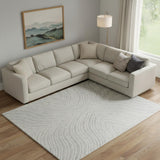 10' X 14' Gray And Ivory Wool Abstract Hand Tufted Area Rug