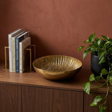 16" Antiqued Gold Aluminum Round Centerpiece Bowl