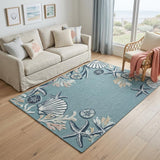5' X 7' Blue And Beige Coral Area Rug