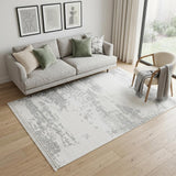 5' X 8' Gray And White Abstract Distressed Area Rug With Fringe