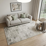 5' X 8' Gray And White Abstract Distressed Area Rug With Fringe