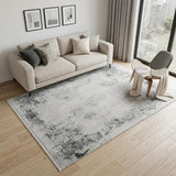5' X 8' Gray And White Abstract Distressed Area Rug With Fringe