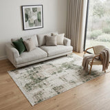 5' X 8' Gray And Green Abstract Distressed Area Rug With Fringe