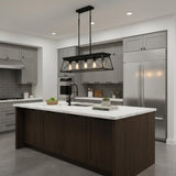 Black Metal Five Light Geometric And Kitchen Island Ceiling Light