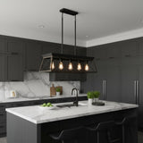 Black Metal Five Light Geometric And Kitchen Island Ceiling Light