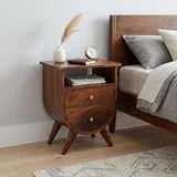 21" Chestnut Solid Wood Two Drawer Nightstand