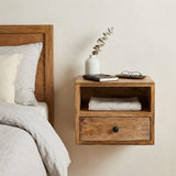 12" Oak Solid Wood One Drawer Floating Nightstand