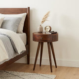22" Chestnut Solid Wood Round One Drawer Nightstand