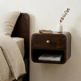 12" Walnut Solid Wood One Drawer Floating Nightstand