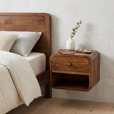 12" Chestnut Solid Wood One Drawer Floating Nightstand