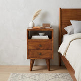 20" Chestnut Solid Wood Two Drawer Nightstand