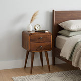 22" Chestnut Solid Wood Two Drawer Nightstand