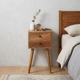 22" Oak Solid Wood Two Drawer Nightstand