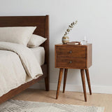 22" Chestnut Solid Wood Two Drawer Nightstand
