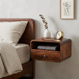 18" Chestnut Solid Wood One Drawer Floating Nightstand