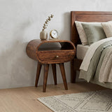 21" Walnut Solid Wood Oval One Drawer Nightstand
