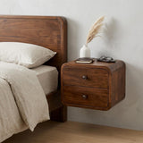 12" Chestnut Solid Wood Two Drawer Floating Nightstand