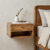 18" Oak Solid Wood One Drawer Floating Nightstand
