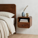 12" Chestnut Solid Wood One Drawer Floating Nightstand