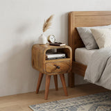 16" Oak Solid Wood Square One Drawer Nightstand