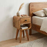 16" Oak Solid Wood Square One Drawer Nightstand