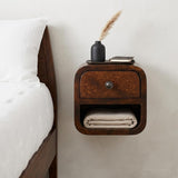 8" Chestnut Solid Wood One Drawer Floating Nightstand