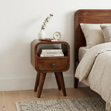 16" Chestnut Solid Wood Square One Drawer Nightstand