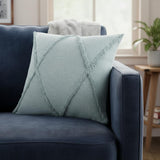18" Blue And Slate Blue Diamond Cotton Throw Pillow Cover with Texture