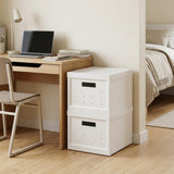 Set of Two White Collapsible Heavy Duty Plastic Cubes With Lids