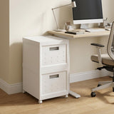 Set Of Two White Plastic Rolling Filing Cabinet