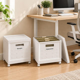 Set Of Two White Plastic Rolling Filing Cabinet