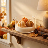 4" Brown Orange And White Autumn Harvest Scented Mini Pumpkin Candles In Clear Glass Jar