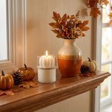 3" Ivory Pumpkin And Latte Scented Mini Pumpkin Candle In Clear Glass Jar