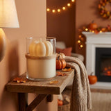 3" Cream Autumn Harvest Scented Mini Pumpkin Candle In Clear Glass Jar