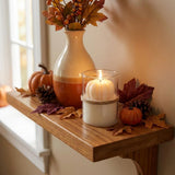 3" Tan Pumpkin And Apple Scented Mini Pumpkin Candle In Clear Glass Jar
