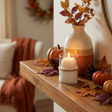 3" Tan Unscented Mini Pumpkin Candle In Clear Glass Jar