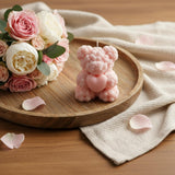 4" Pink Sandalwood Scented Dimensional Teddy Bear Candle