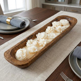 20" Ivory Himalayan Bamboo Scented Six Wick Candle In Brown Distressed Wood Oval Dough Bowl