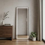 64" Black Aluminum Lighted Framed Full Length Mirror