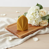 6" Gold Lavender And Sage Scented Dimensional Palm Leaf Candle