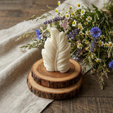 6" Ivory Ocean Breeze Scented Dimensional Feather Candle Novelty Novelty