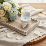 6" Light Blue Ocean Breeze Scented Soy Wax Candle In White Resin Novelty Holder