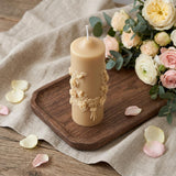 2" Almond Cashmere Plum Scented Candle Round Pillar