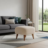16" Beige and Brown Boucle Footstool
