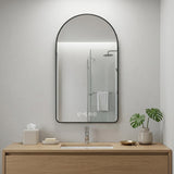48" Black Aluminum Arch Lighted Framed Anti Fog Bathroom Vanity Mirror