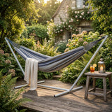 Gray Striped Single Spreader Bar Hammock