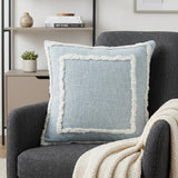 20" Blue And White Geometric Cotton Throw Pillow Cover