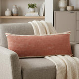 36" X 14" Brown And White Lumbar Striped Cotton Throw Pillow Cover