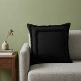 20" Black And Charcoal Geometric Cotton Throw Pillow Cover