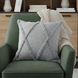 18" Gray And Cool Gray Diamond Cotton Throw Pillow Cover